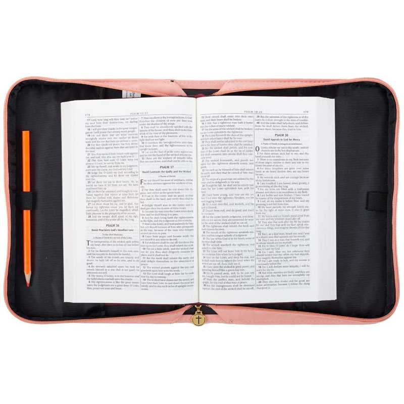 Pink leather bible cover case