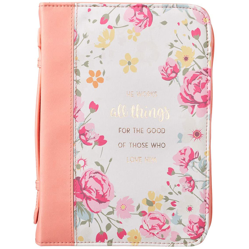 Pink leather bible cover case