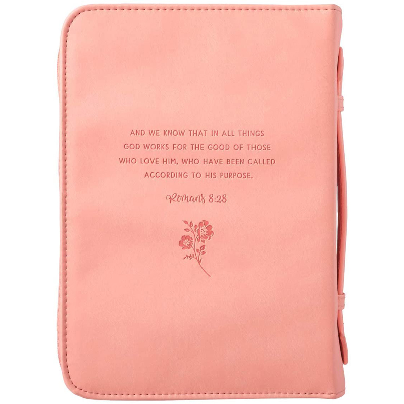 Pink leather bible cover case