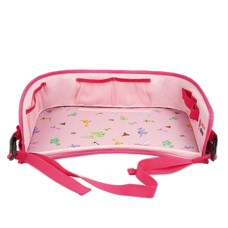 Pink kids car seat tray