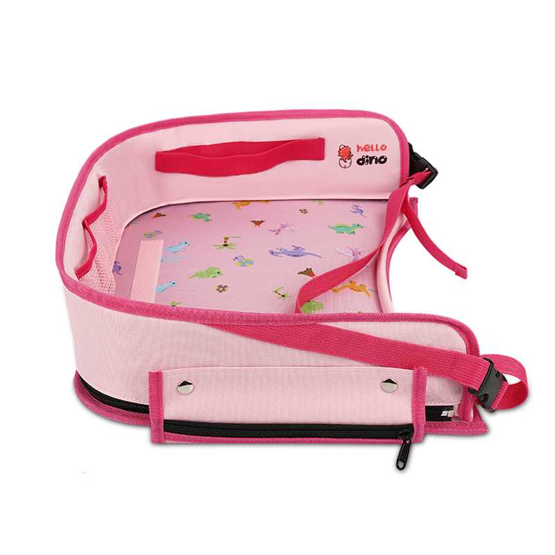 Pink kids car seat tray