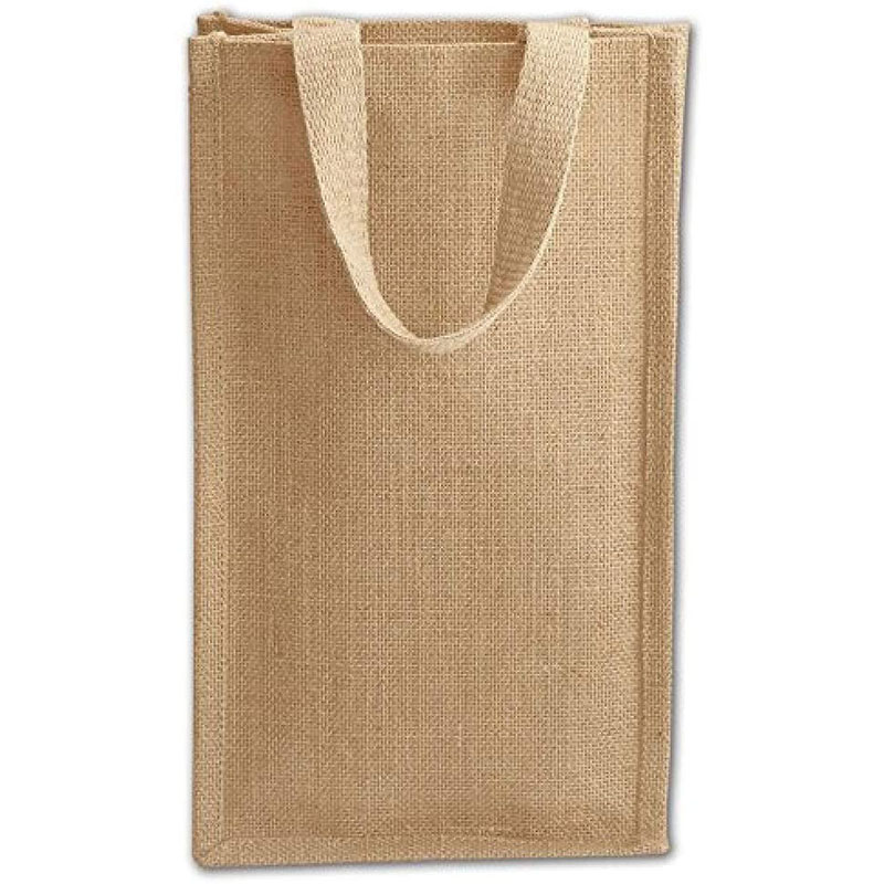 Jute Burlap Two Bottle Wine Bag